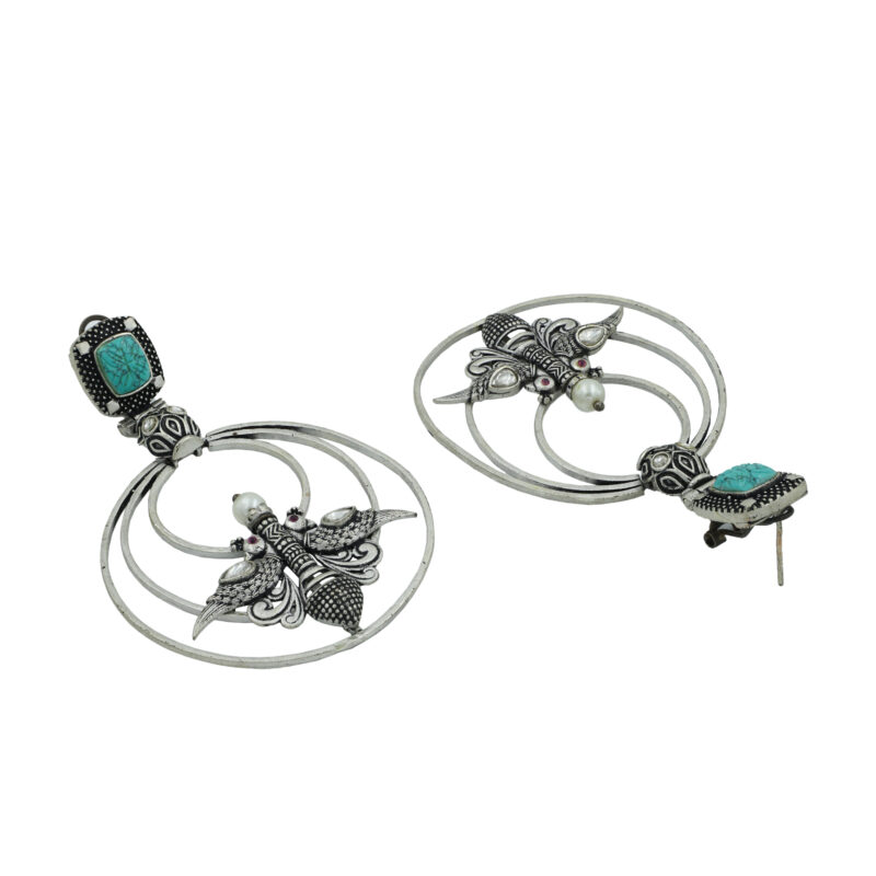Amazonite Silver Jhumka Earings - Image 2